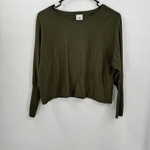 Cabi Sweater Women's Small Green‎ Cropped Long Sleeve Cotton Blend